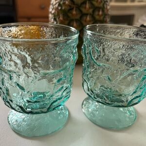 Aqua Textured Glass Goblets
